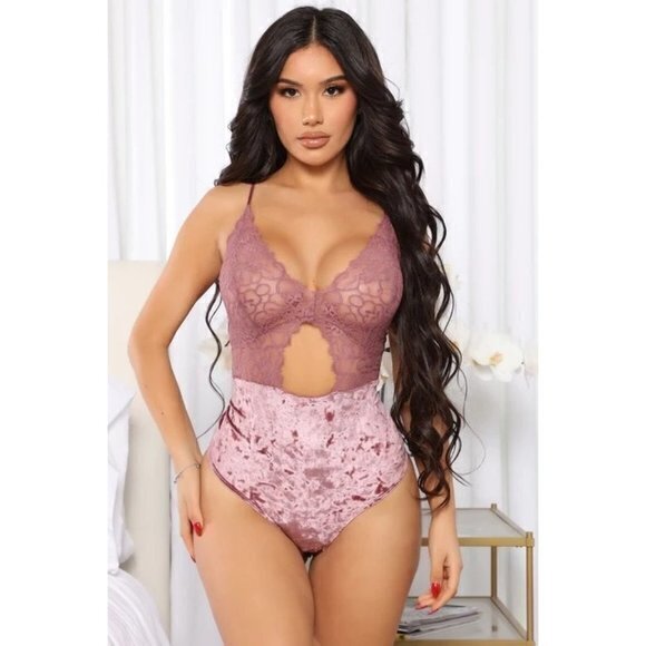 Bozzolo All For Me Crushed Velvet Teddy Mauve Size M - Picture 1 of 6